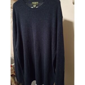 Eddie Bauer Mens Tall XXL Navy Blue Lambswool‎ Blend Crew Neck Sweater
